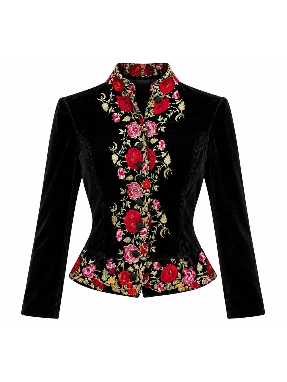 Vintage Cache Made in Paris Black Velvet Embroidered Jacket